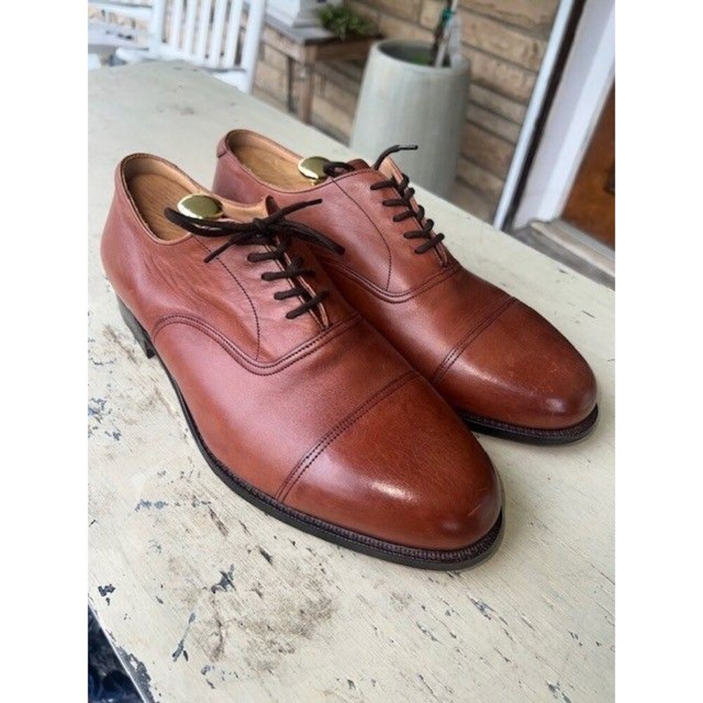 Hitchcock Wide Shoes for Men Bourbon Calfskin Cap Toe Oxford Dress Shoes 12 6E